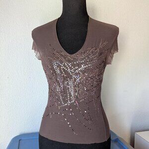 Vintage Bebe Mesh top with sequins